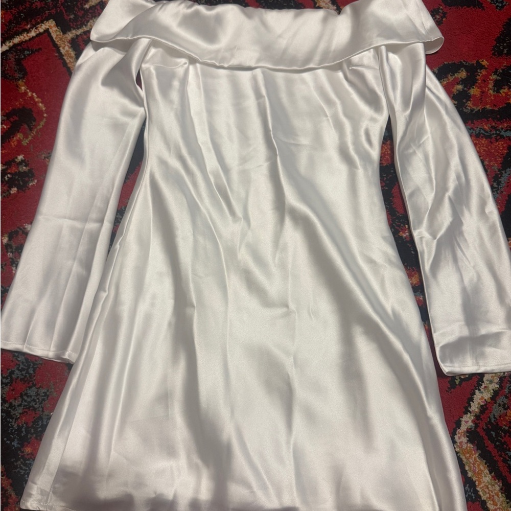 Lulu's Elegant Off-Shoulder White Dress